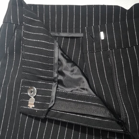 NWT Cleo Petite Ladies Size 10P Black w/ Silver Stripes Wide Leg Pants - Picture 9 of 13